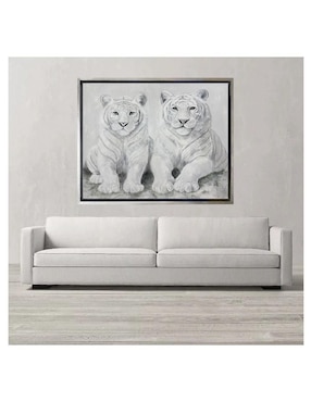 Pintura Pareja De Tigres Blancos técnica acrílico Lune Art Gallery Animalart