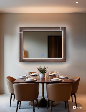 Espejo rectangular Ard Decorativo de pared con luz LED Luminous Oak