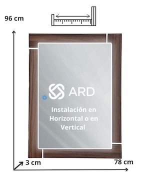 Espejo rectangular Ard Decorativo de pared con luz LED Luminous Oak