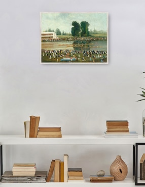 Cuadro decorativo Escena de Remo: Multitudes Observando Desde Las Orillas Del Río técnica mixta Cuadros Jr Lagos