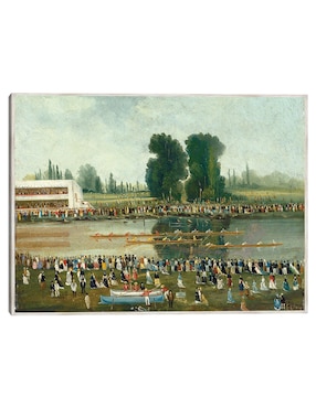 Cuadro decorativo Escena de Remo: Multitudes Observando Desde Las Orillas Del Río técnica mixta Cuadros Jr Lagos