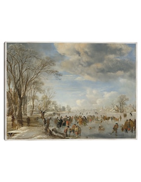 Cuadro decorativo Invierno En Holanda: Escena de Patinaje técnica mixta Cuadros Jr Invierno