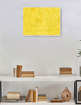 Cuadro decorativo grabado en madera Original Vintage Japonés -Amarillo técnica mixta Cuadros Jr Formas