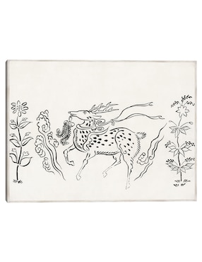 Cuadro decorativo grabado en madera Original Vintage Japonés -Ciervo (1860-1869) técnica mixta Cuadros Jr Formas