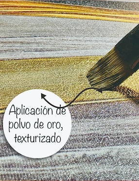 Pintura cuadro decorativo con marco oro flores Amapola azul turquesa Canvas textura oleo técnica polioleo Ideas Creativas in Premium