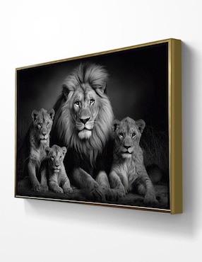 Pintura Rey Leon Blanco y Negro técnica Impresión Ideas Creativas In Premium