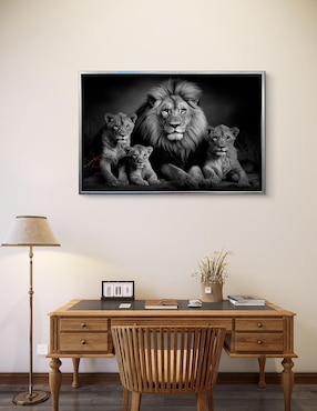 Pintura Familia Rey Leon Blanco y Negro técnica Impresión Ideas Creativas In Premium