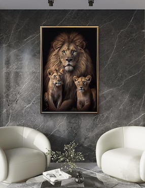 Pintura León y cachorros técnica impresión Ideas Creativas In