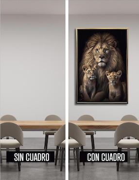 Pintura León y cachorros técnica impresión Ideas Creativas In