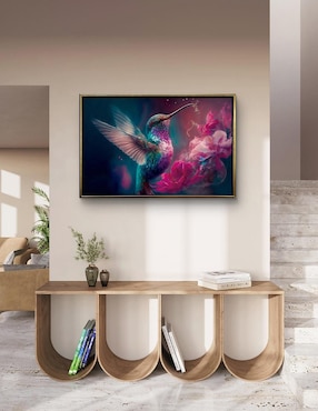 Pintura Colibrí Mágico con Flores técnica impresión Premium