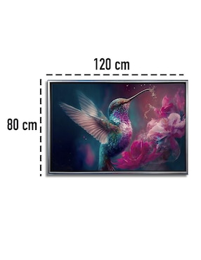 Pintura Colibrí Mágico con Flores técnica impresión Ideas Creativas In Premium