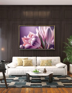 Pintura Cuadro Decorativo con marco Oro Tulipanes Lilas técnica impresión Ideas Creativas In Premium