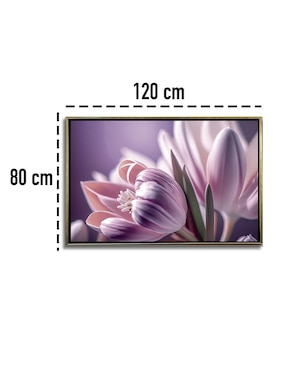 Pintura Cuadro Decorativo con marco Oro Tulipanes Lilas técnica impresión Ideas Creativas In Premium