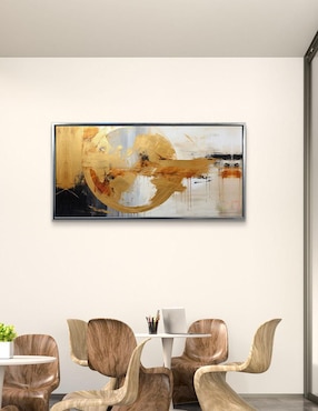 Pintura cuadro decorativo Circulo Abstracto detalle polvo oro técnica impresión con óleo Ideas Creativas In Premium