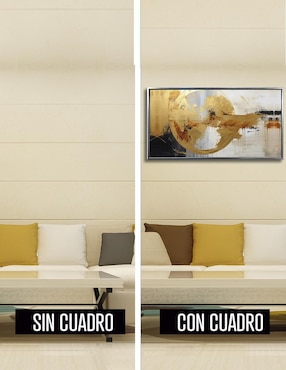Pintura cuadro decorativo Circulo Abstracto detalle polvo oro técnica impresión con óleo Ideas Creativas In Premium