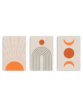 Cuadro decorativo Canvas Art MX Set de formas de Amanecer minimalistas con Barniz a registro