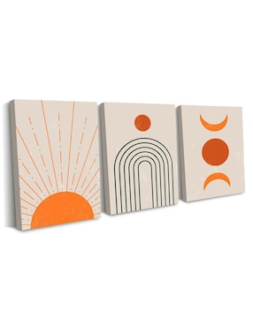Cuadro decorativo Canvas Art MX Set de formas de Amanecer minimalistas con Barniz a registro