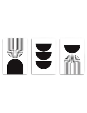 Cuadro decorativo Canvas Art MX Set de Formas Minimalistas en Negro con Barniz a Registro