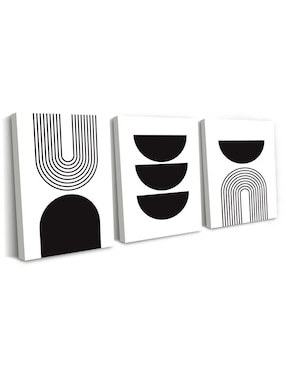 Cuadro decorativo Canvas Art MX Set de Formas Minimalistas en Negro con Barniz a Registro