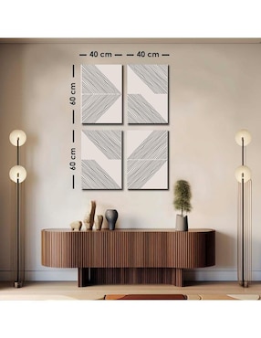Cuadro decorativo Canvas Art Mx Arte minimalista en diagonal y formas modulares