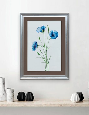 Litografía Madesa Flores azul técnica impresión