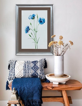 Litografía Madesa Flores azul técnica impresión