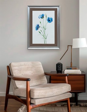 Litografía Madesa Flores azul técnica impresión