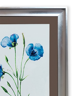 Litografía Madesa Flores azul técnica impresión