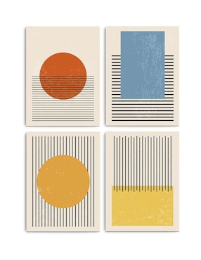 Cuadro decorativo Canvas Art Mx set de figuras geométricas y colores con barniz a registro