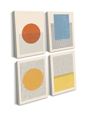 Cuadro decorativo Canvas Art Mx set de figuras geométricas y colores con barniz a registro