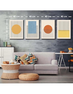 Cuadro decorativo Canvas Art Mx set de figuras geométricas y colores con barniz a registro