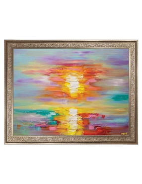 Cuadro decorativo enmarcado- amanecer abstracto de osnat tzadok técnica mixta Cuadros Jr