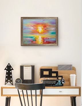 Cuadro decorativo enmarcado- amanecer abstracto de osnat tzadok técnica mixta Cuadros Jr