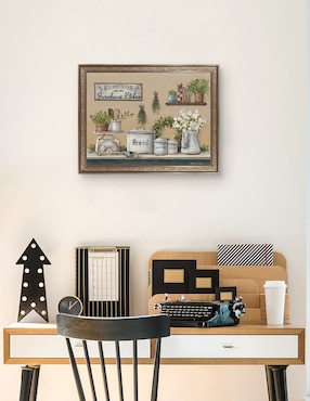 Cuadro decorativo enmarcado- cocina de granja con jardín de pam britton técnica mixta Cuadros Jr