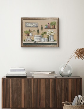 Cuadro decorativo enmarcado- cocina de granja con jardín de pam britton técnica mixta Cuadros Jr