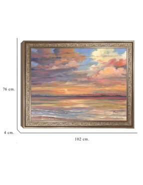 Cuadro decorativo enmarcado- atardecer en isla coral de paul brent técnica mixta Cuadros Jr