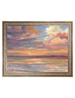 Cuadro decorativo enmarcado- atardecer en isla coral de paul brent técnica mixta Cuadros Jr