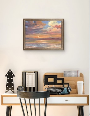 Cuadro decorativo enmarcado- atardecer en isla coral de paul brent técnica mixta Cuadros Jr