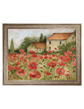 Cuadro decorativo enmarcado- paisaje toscano de amapolas de susan winget técnica mixta Cuadros Jr