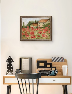 Cuadro decorativo enmarcado- paisaje toscano de amapolas de susan winget técnica mixta Cuadros Jr
