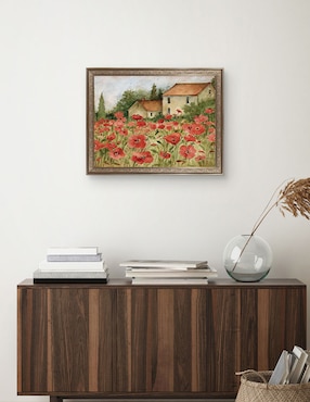 Cuadro decorativo enmarcado- paisaje toscano de amapolas de susan winget técnica mixta Cuadros Jr
