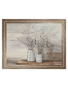 Cuadro decorativo enmarcado- naturaleza muerta de mimbre gatuno con diseños de julia purinton técnica mixta Cuadros Jr