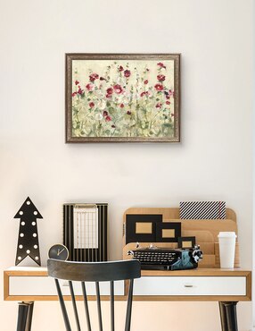 Cuadro decorativo enmarcado- fila de malvas frías de cheri blum técnica mixta Cuadros Jr