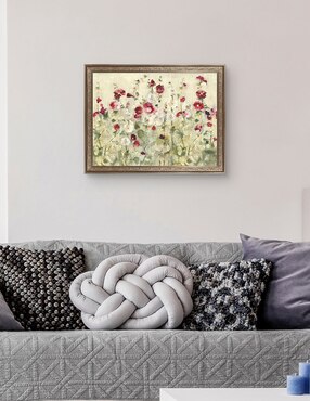 Cuadro decorativo enmarcado- fila de malvas frías de cheri blum técnica mixta Cuadros Jr