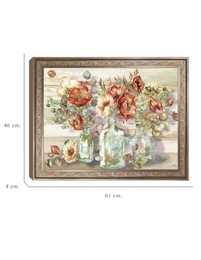 Cuadro decorativo Enmarcado- Paisaje de amapolas especiadas y eucalipto en botellas de Tre Sorelle mixta Cuadros Jr