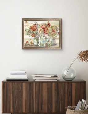 Cuadro decorativo Enmarcado- Paisaje de amapolas especiadas y eucalipto en botellas de Tre Sorelle mixta Cuadros Jr