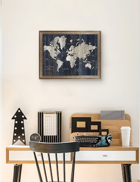 Cuadro decorativo Enmarcado- Mapa del Viejo Mundo azul v2 de Wild Apple Portfolio mixta Cuadros Jr