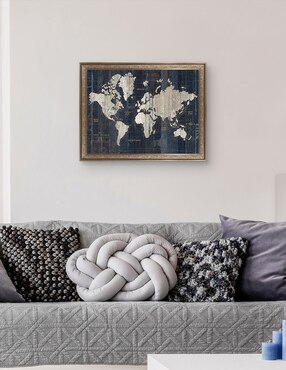 Cuadro decorativo Enmarcado- Mapa del Viejo Mundo azul v2 de Wild Apple Portfolio mixta Cuadros Jr