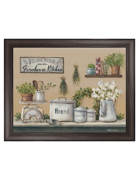Cuadro decorativo Cocina de granja con jardín de Pam Britton técnica mixta Cuadros Jr