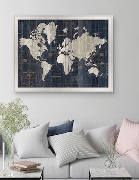 Cuadro decorativo Mapa del Viejo Mundo azul v2 de Wild Apple Portfolio técnica mixta Cuadros Jr